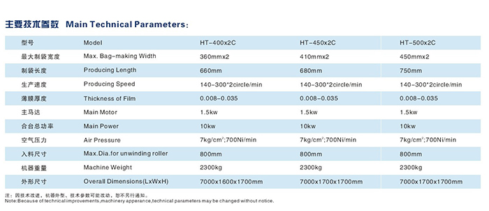 HT-400x2C/450x2C/500x2C制袋機